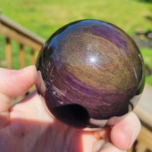 Rainbow obsidian sphere